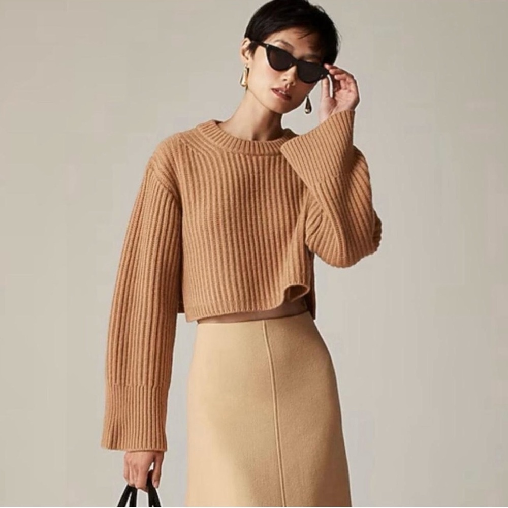 J.Crew Women’s Sprint Street Cropped Ribbed Cashmere Crewneck Sweater